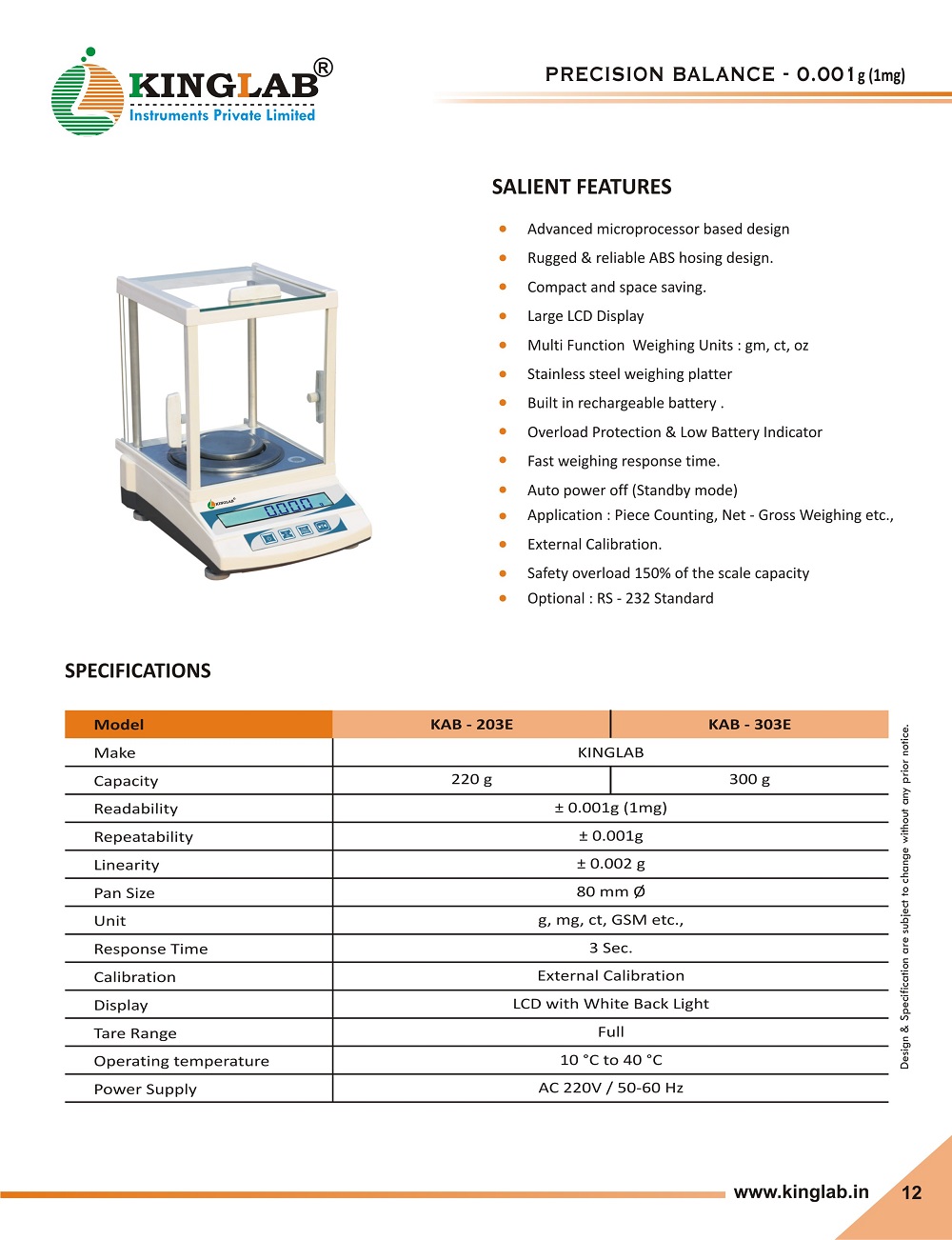 Precision Balance Economic Kinglab Instruments Pvt Ltd